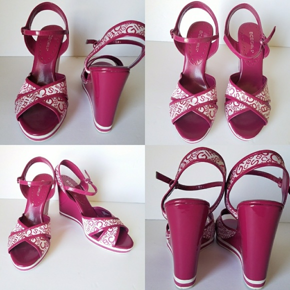 BCBGirls Wedges Sandals Janna Canvas Logo 8 - Picture 4 of 5